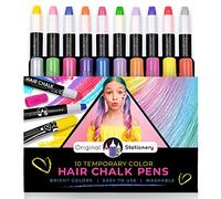 Original Stationery Craie pour Cheveux Lavable - Cadeau Fille - Accessoire Cheveux Fille - Kit 10 Stylos de Coloration Temporaire - Hair Chalk - Cadeaux d'Anniversaire pour les Enfants