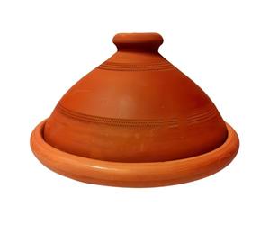 ORIGINAL Tajine Marocain en Terre Cuite Tuareg Ø 30cm pour 4-5 Personnes | Plat a Tagine avec couvercle fait Main au Maroc | non émaillé Libre de matières Toxiques pour votre Cuisine Marocaine