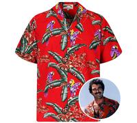 Original Tom Selleck Magnum Chemise Hawaïen Rouge LIMITED