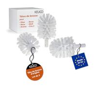 KEUCO Lot de 3 têtes de Brosse WC de Rechange interchangeables, 12,7 x 6,9 cm, Blanc, Fabricant d'origine
