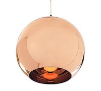Originale Vintage Lampe Suspension Lustre Plafond Boule Abat-jour en verre plaqué Cuivre Poli Miroir, sans ampoule (Bronzé, 20cm)