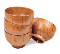 Originalidad Lot de 4 bols japonais en bois de jujube faits à la main pour riz, soupe, sauce, salade, thé, décoration (4 bols de 11,7 cm)
