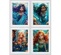 Originalys Affiches Sirènes (4), style La Petite Sirène. Affiche décoratif pour chambre d'enfant, Fille. Idee de cadeau pour fille, Poster A4 (Sans cadre) (4, Sirènes 4)