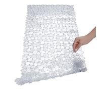 Originbest Tapis de Douche - Tapis de Bain - Aspect Pierre - Matériau Doux pour la Peau - Antidérapant - en Caoutchouc Naturel - avec ventouses - 88 x 40 cm - Blanc Transparent
