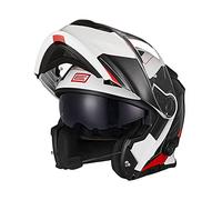 ORIGINE Bluetooth Casque Moto Modulable ECE Homologué Casque De Moto Intégré avec Double Visiè (Spike Red White,XL)
