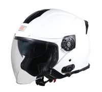 ORIGINE Casque Bluetooth Moto Jet Casque Scooter avec Double Visière Homologué ECE (Solid White Gloss, M)