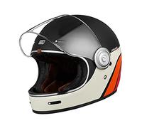 ORIGINE Casque de Moto intégral Vintage de Coque en Fibre de Verre avec visière approuvé ECE (Classic Black,M)