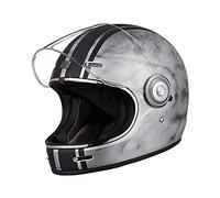 ORIGINE Casque de Moto intégral Vintage de Coque en Fibre de Verre avec visière approuvé ECE (Custom Silver,L)