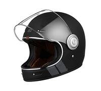ORIGINE Casque de Moto intégral Vintage de Coque en Fibre de Verre avec visière approuvé ECE (Strip Black,L)