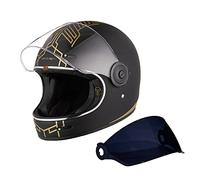 ORIGINE Casque de Moto intégral Vintage de Coque en Fibre de Verre avec visière approuvé ECE (Ten Limited Edition Black,L)