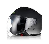 ORIGINE Casque Jet Moto Ouvert 3/4 avec Double Visière Adapté aux Scooters Approuvé ECE (DEEPSKY Matt Titanium Black,L)