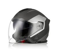 ORIGINE Casque Moto Jet Casque Scooter Ouvert avec Double Visière Homologué ECE(EKO Black Titanium,M)