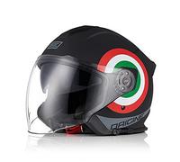 ORIGINE Casque Moto Jet Casque Scooter Ouvert avec Double Visière Homologué ECE(Italy 2.0 Matt Black,S)