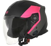 Origine Palio Eko 2.0 Mini S7 Casque jet Bluetooth couleur : noir mat/rose, taille : XL (61)