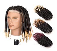 Originea daixi 8x10 pouces transparente Full Lace Base T1B / 27 TIP BLONDE Extensions Dreadlock Toupee pour hommes et femmes 56 mches de 0,6 cm