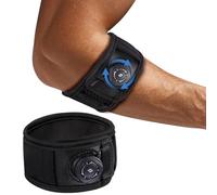 Origintek Coudière pour Tendinite et Épicondylite, Attelle de Coude Réglable pour Hommes et Femmes, Bracelet Anti-Douleur en Tissu Respirant Noir, Petite Taille (S) 19-24 cm