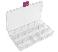 OriGlam 1 boîte de rangement en plastique avec séparateurs réglables, boîte de rangement pour bijoux, fournitures de bureau, perles, artisanat, pêche (transparent)