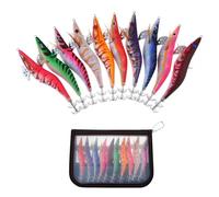 OriGlam 10 pcs Crevettes Lumineuses Calmar Jig Leurres De Pêche en Mer, Squid Jig Crochets Dur Pêche Crevette Leurre Octopus Seiche Leurres De en Mer, Squid Octopus Appâts (13.5cm 19g)
