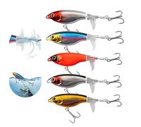 OriGlam 5pcs Leurre de pêche en Eau de Surface avec hameçon Flottant, appât Artificiel réaliste avec Queue d'hélice pour Bar, brochet, Truite, Poisson-Chat, Eau Douce et salée