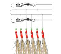 OriGlam 6 Hook appât Sling Skin, Night Light Salt Water appât Sling, Feather Skin String Hook Light Fishing Ball