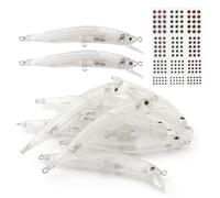 OriGlam Lot de 20 leurres de pêche vierges non peints, crankbaits vierges non peints, leurres de pêche en eau de surface avec œil de pêche 3D pour saumon, truite, bar