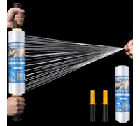 Origuuds Film Etirable Demenagement, 20 µm Film Plastique Emballage Film Palette avec Poignée de Roulement en Plastique, pour Emballage et Déménagement (Transparent/38cm x 300m, 1 Rollen)