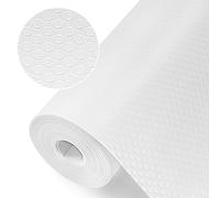 Origuuds Tapis Fond de Tiroir, Tapis de tiroir Non-Adhésif Antiderapant, EVA Plastique Tapis de Frigo Peut être Coupé en Taille pour Protection Tiroir Placard Cuisine (Blanc/50cm x 600cm)