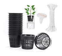 ORIMERC Lot de 25 Pots en Filet de 7.6 cm avec mèche hydroponique de 7.6 m et 25 étiquettes pour Plantes Aquaponics Mason Jar Insert Orchidée Panier en Maille Filet Fendue pour Jardin