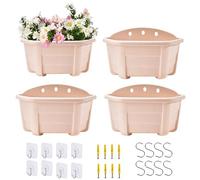 ORIMERC Lot de 4 Pots de Fleurs à Suspendre au Mur de 24,9 cm pour Garde-Corps, clôture, Balcon, Porche, décoration d'intérieur et d'extérieur en Plastique pour Cuisine, Herbes, Plantes, Jardin