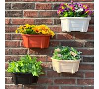 ORIMERC Lot de 4 Pots de Fleurs en Plastique à Suspendre au Mur - Style rétro - pour Balcon, clôture, Jardin, extérieur - 4 Couleurs