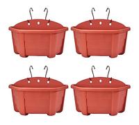ORIMERC Lot de 4 Pots de Fleurs muraux en Plastique de Style rétro - 25 cm - pour Balcon, clôture, Jardin, extérieur, intérieur - Rouge Brique