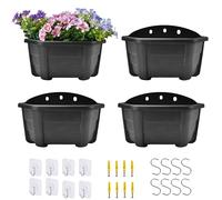 ORIMERC Lot de 4 Pots de Fleurs muraux en Plastique de Style rétro - 25 cm - pour Balcon, clôture, Jardin, extérieur, intérieur - Café foncé