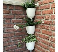 ORIMERC Lot de 4 pots de fleurs triangulaires à fixation murale en plastique avec auto-arrosage - Décoration moderne pour plantes grasses d'intérieur ou d'extérieur - Blanc