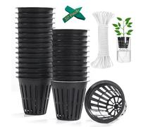 ORIMERC Lot de 50 Pots en Filet de 5,1 cm avec mèche Auto-arrosage de 30,5 m et 50 étiquettes de Plantes pour aquaponie hydroponique, Kratky, intérieur et extérieur, résistants aux UV et sans BPA