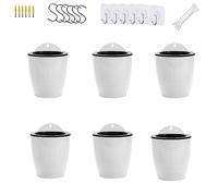 ORIMERC Lot de 6 pots de fleurs à suspendre verticaux à arrosage automatique - Support mural - Récipient rond en plastique pour intérieur et extérieur - Pour plantes, fleurs, plantes succulentes,