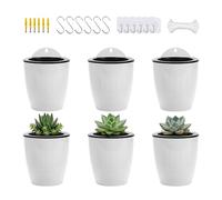ORIMERC Lot de 6 pots de fleurs auto-arrosants à suspendre au mur - Pots d’herbes aromatiques pour cuisine - Pots muraux pour plantes d’intérieur - Réservoir d’eau - Plantes d’intérieur - Jardin