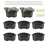 ORIMERC Lot de 8 pots de fleurs muraux à arrosage automatique de 24 cm pour plantes d'intérieur, balustrade, balcon, pot de fleurs à suspendre au mur, léger, café foncé
