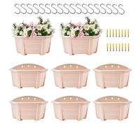 ORIMERC Lot de 8 pots de fleurs muraux en plastique de style rétro pour balcon, clôture, jardin, extérieur et intérieur, 25 cm, beige