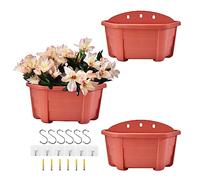 ORIMERC Pots de Fleurs en Plastique à Suspendre au Mur - Style rétro - 24,9 cm - pour Balcon, clôture, Jardin, extérieur et intérieur - Rouge Brique