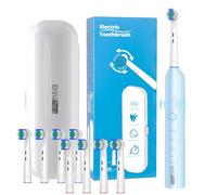 Orinatola Brosse à dents électrique, rotative, 8,800 VPM, avec 8 têtes de brosse, 3 modes, minuterie intelligente de 2 m, avec étui de voyage, bleue