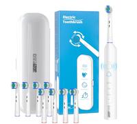 Orinatola Brosse à dents électrique, rotative, pour adulte, avec 8 têtes de brosse (3 modes), puissance rechargeable et minuterie intelligente de 2 min, blanche