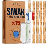 ORINKO 15 Bâtons de Siwak - Miswak Brosse à Dents Naturelle et Vegan - Soin de la Bouche Traditionnel et Blanchiment des Dents