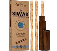ORINKO 3 Bâtons de Siwak + 1 Étui en Bois - Miswak Brosse à Dents Naturelle Écologique et Vegan - Soin de la Bouche Traditionnel et Blanchiment des Dents