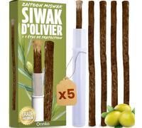 ORINKO 5 Bâtons de Siwak d'Olivier + 1 Étui - Miswak Brosse à Dents Naturelle Écologique et Vegan - Soin de la Bouche Traditionnel et Blanchiment des Dents