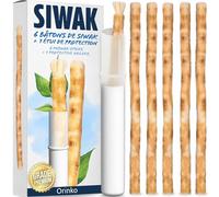 ORINKO 6 Bâtons de Siwak + 1 Étui de Protection - Miswak Brosse à Dents Naturelle Écologique et Vegan - Soin de la Bouche Traditionnel et Blanchiment des Dents
