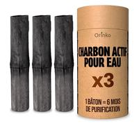 ORINKO® Binchotan Bio Charbon Actif Eau x3 - Filtration Naturelle Puissante Jusqu'à 2,5L/Bâton par filtration - Takesumi de Bambou - Purificateur Écologique pour Carafe, Fontaine, Gourde