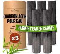 ORINKO® Binchotan Bio Charbon Actif Eau x5 - Filtration 6 Mois/Bâton et Jusqu’à 3 L/Bâton - Purification Durable Carafe & Gourde - Bambou Naturel - Alternative aux Bouteilles en Plastique
