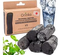 ORINKO® Binchotan Bio Charbon Actif Eau x5 - Filtration Naturelle Puissante Jusqu'à 3,5L/Bâton - Chêne Japonais Authentique (Kishu, Wakayama) - Idéal pour Carafe, Fontaine, ou Gourde - Taille M