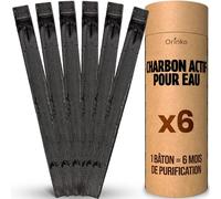 ORINKO® Binchotan Bio Charbon Actif Eau x6, Purification 1L/bâton Charbon pendant 6 Mois, Takesumi de Bambou, Filtration Écologique et Durable, Idéal Bouteille, Gourde, Carafe & Pichet