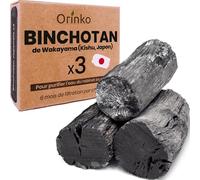 ORINKO® Charbon Actif Eau Binchotan Bio x3 - Filtration Naturelle Puissante Jusqu'à 2,5L/Bâton - Chêne Japonais Authentique (Kishu, Wakayama) - Purificateur Écologique pour Carafe, Fontaine, Gourde